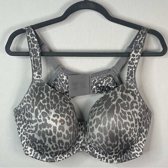 Soma Other - Soma Stunning Support Smooth Balconette 42D Underwire Bra Gray Leopard Print